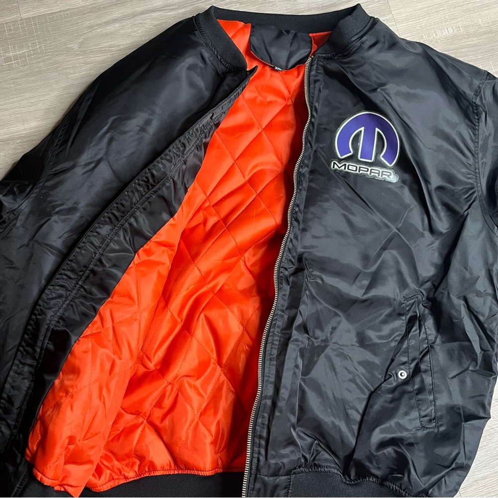 Men’s Mopar Racing Black and Orange Bomber Jacket‎ Sz 2XL